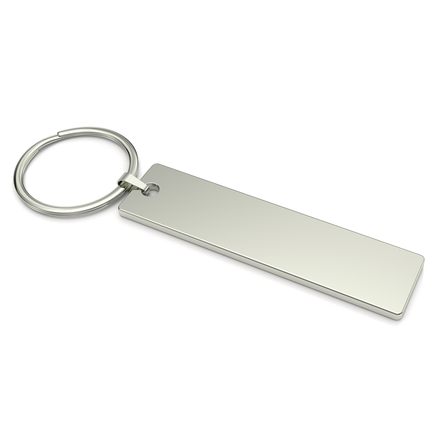 Sleek silver rectangle keychain with custom engraving – Timeless personalised accessory