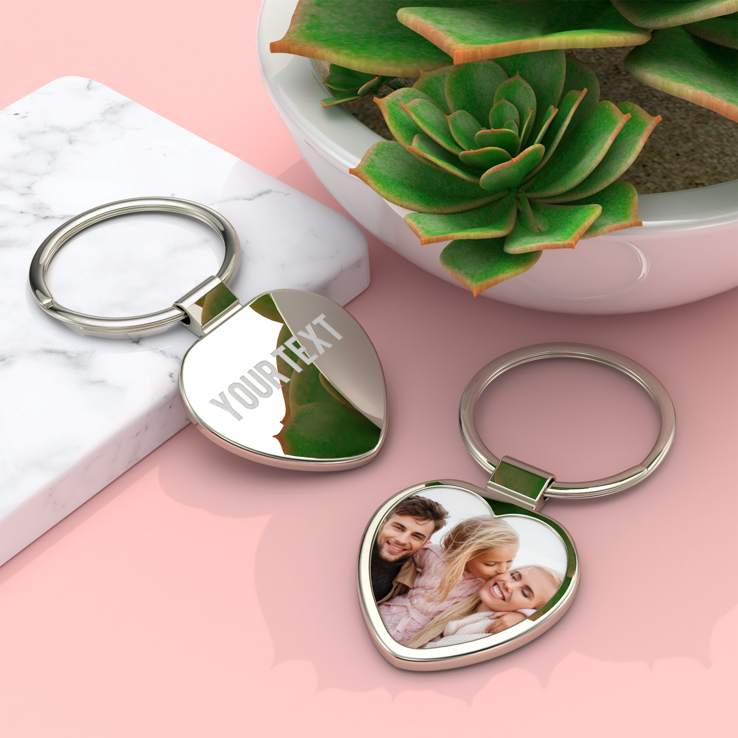 Charming Silver Heart Keychain – Custom Color Edition