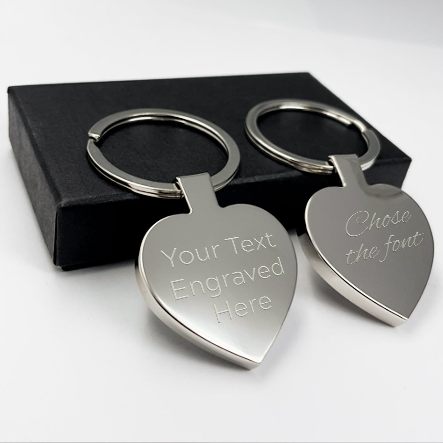 Charming silver heart keychain with lovely text engraving, presented in an elegant gifted box – A heartfelt keepsake