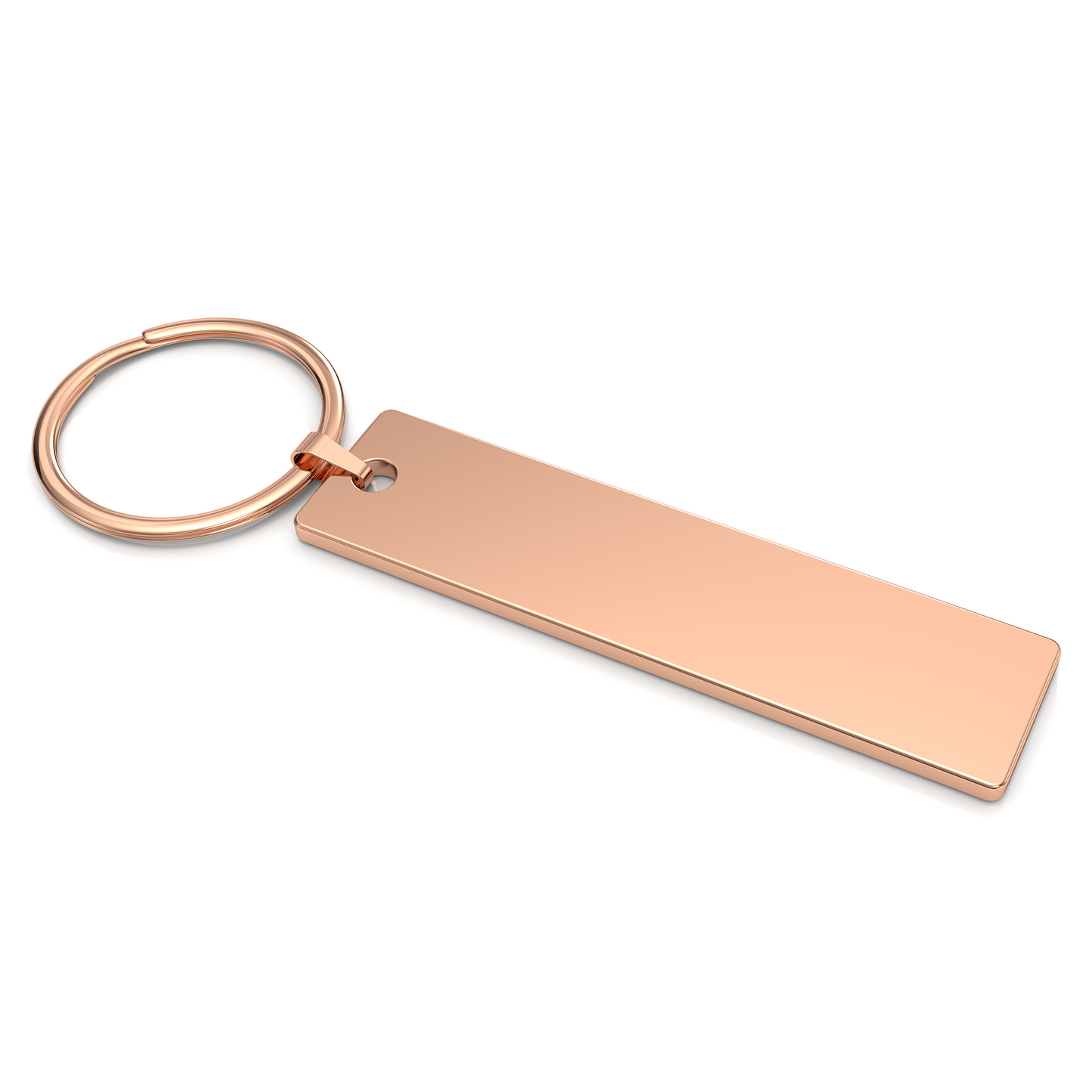 Elegant rose gold rectangle keychain with personalised engraving – Meaningful custom gif