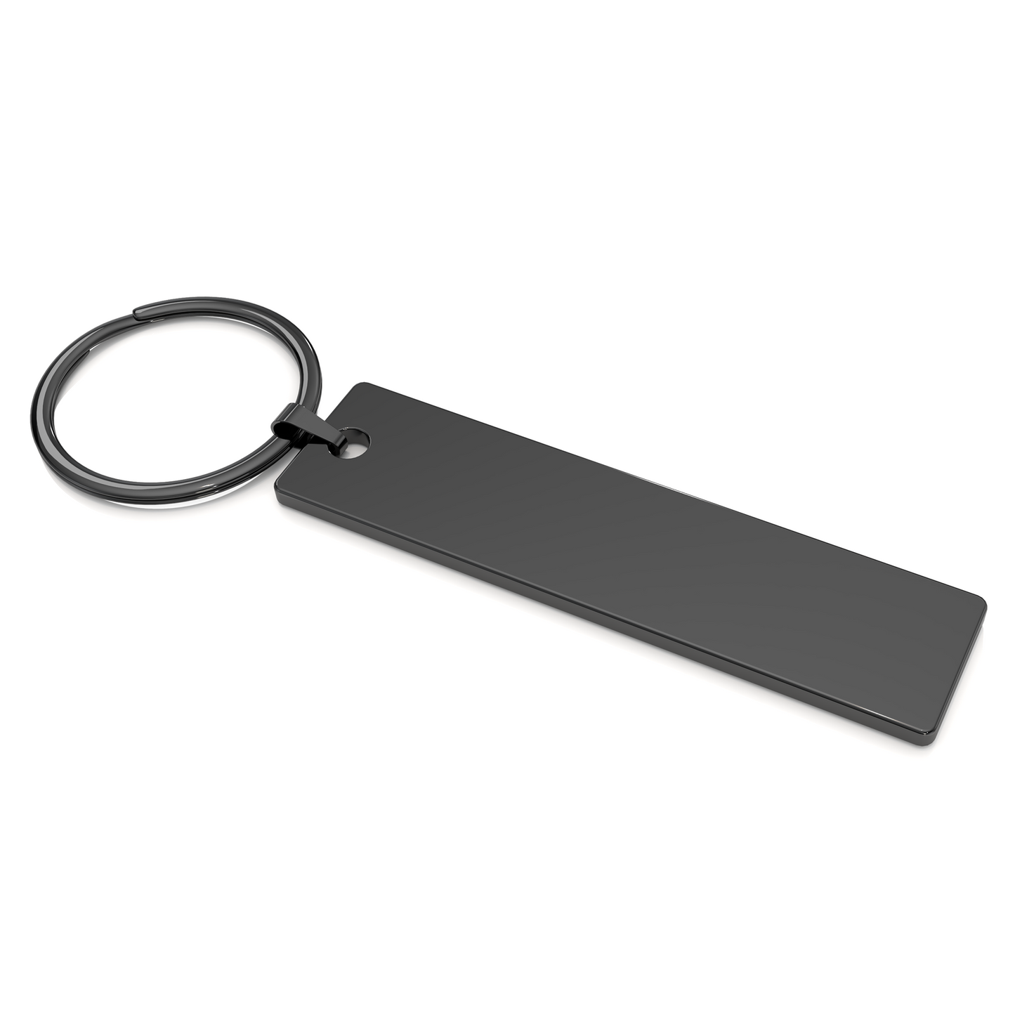 Modern black rectangle keychain with engraved initials or message – Unique personalised gift