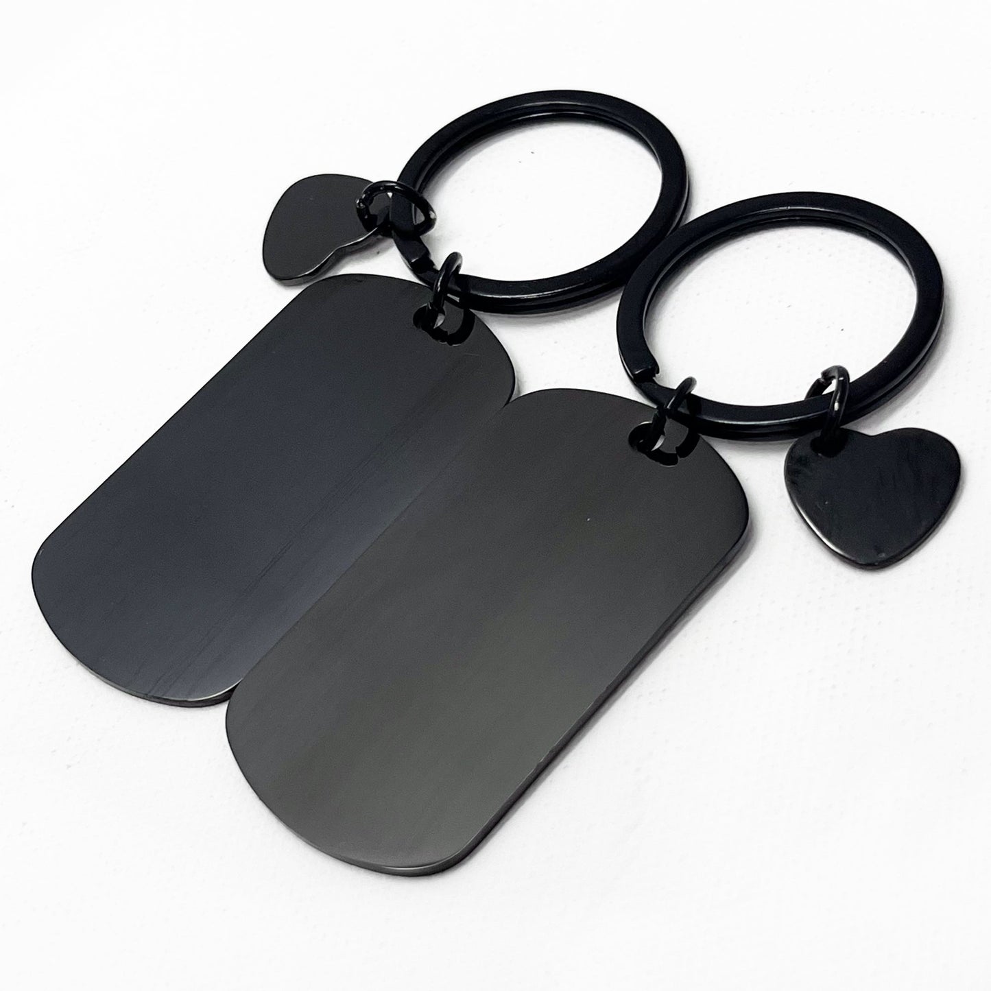 Personalised black keychain with decorative heart accessory in a sleek black gift box – Unique keepsake gift