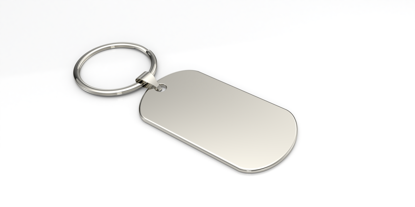 Personalised silver oval keychain with engraved message and photo