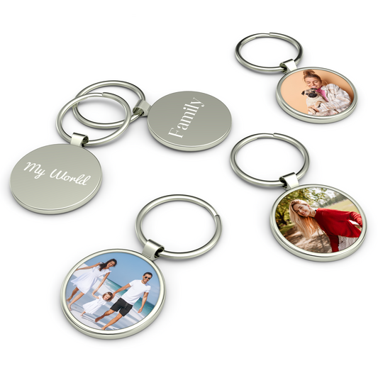 Personalised Custom Photo Keyrings Round  Keychain Your Text Any Picture Cute Gift