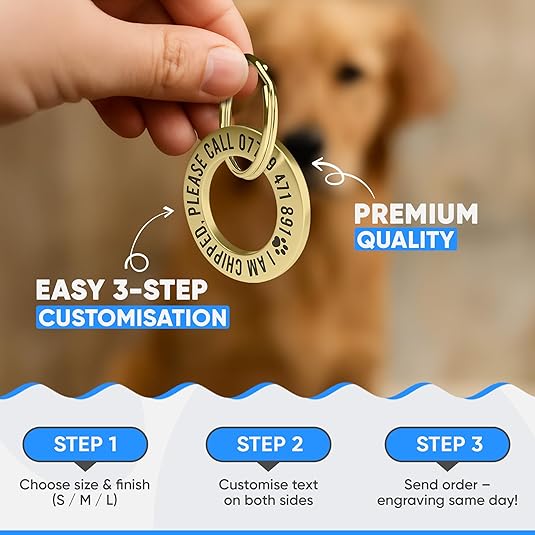 Deep Engraved Ring ID Tag – Durable Name Tag for Dog or Cat Collar