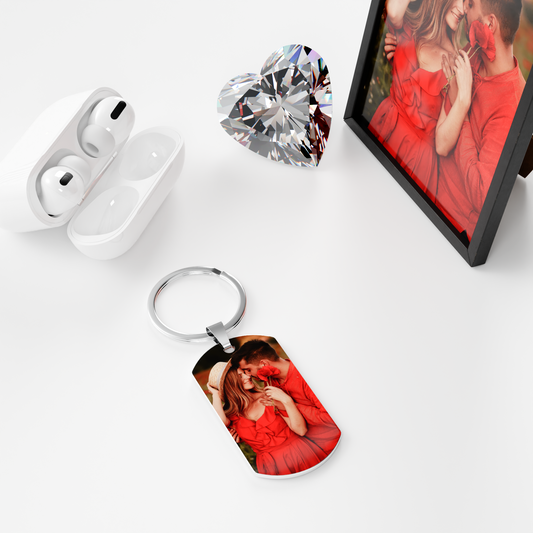 Your Memories in Colour – Personalised Keychain with Engraving & Colour Image
