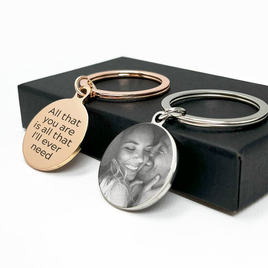 Custom Engraved Round Keychain - Personalised Gift