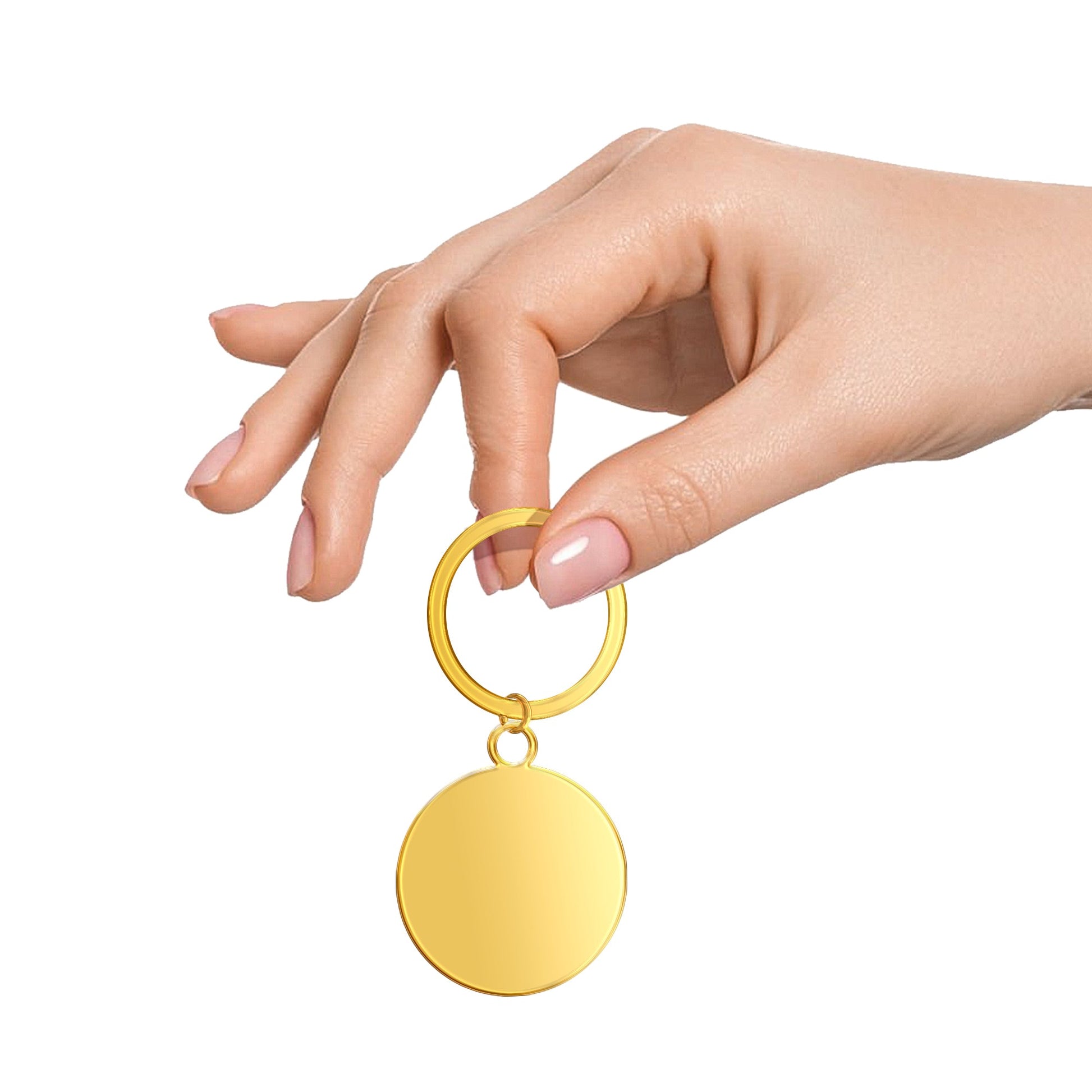 Custom keychain in hand with engraved details – Ideal personalised gift for any occasion