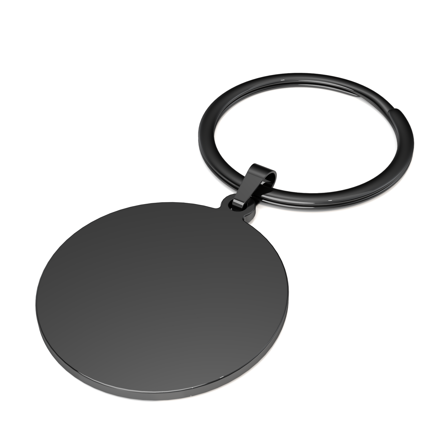Personalised black metal round keychain with initials and meaningful engraving – Perfect gift idea